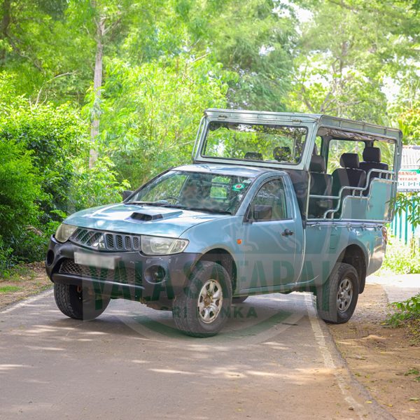 Toyota Hilux safari jeep, silver, open-sided with roll bar canopy